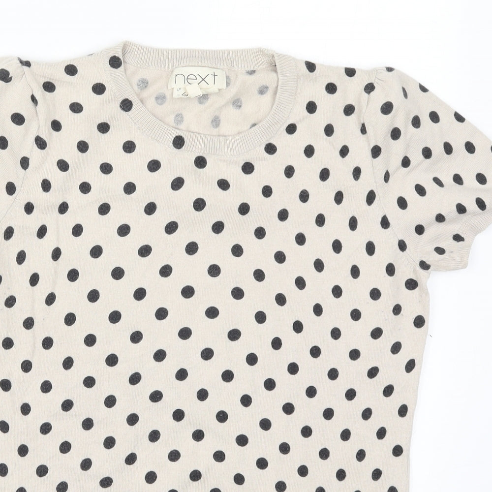 NEXT Womens Beige Polka Dot  Basic T-Shirt Size 12