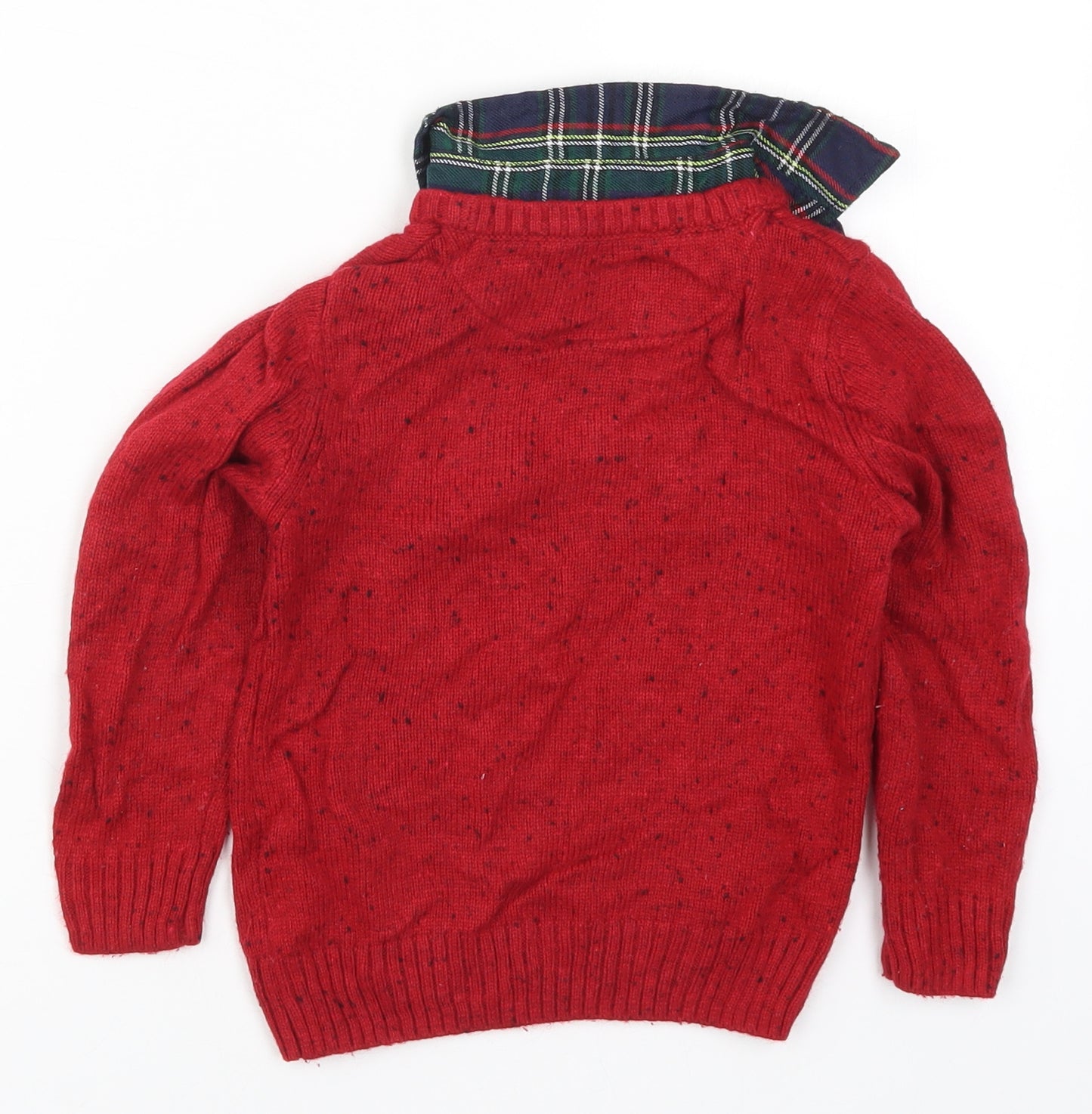 Crafted Boys Red  Knit Pullover Jumper Size 3-4 Years