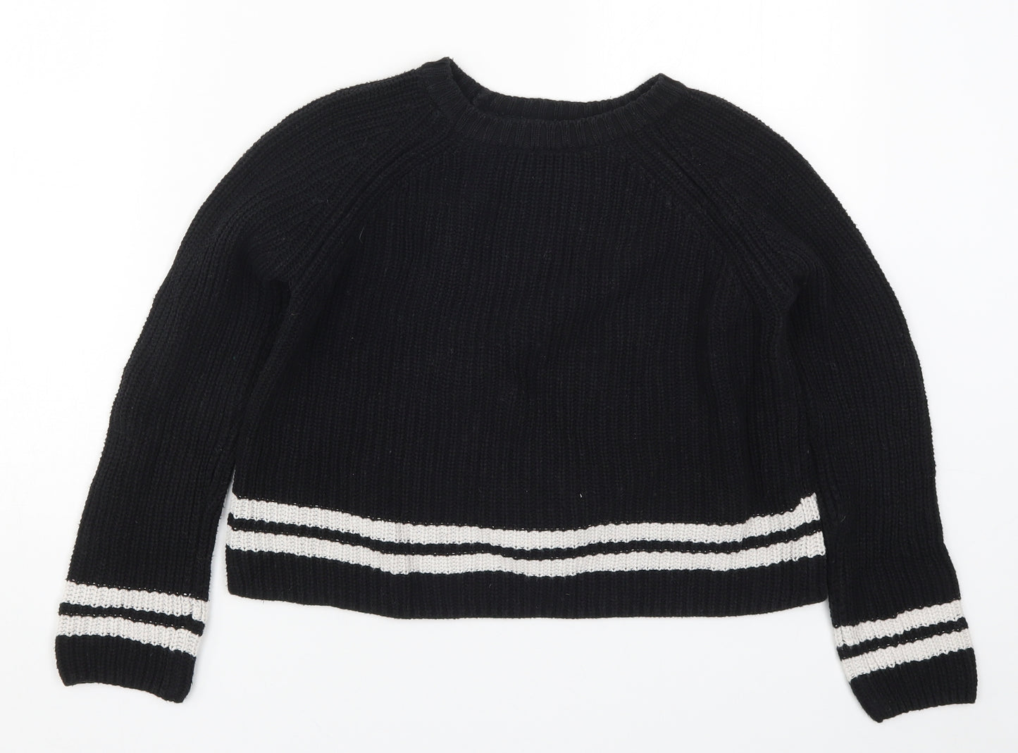 Zara Womens Black Striped Knit Pullover Jumper Size S