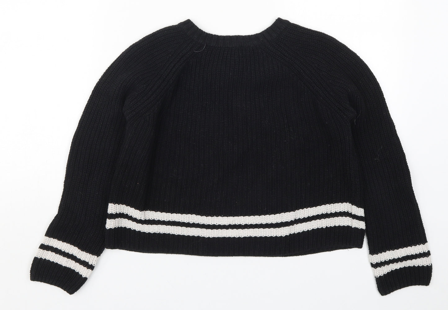 Zara Womens Black Striped Knit Pullover Jumper Size S