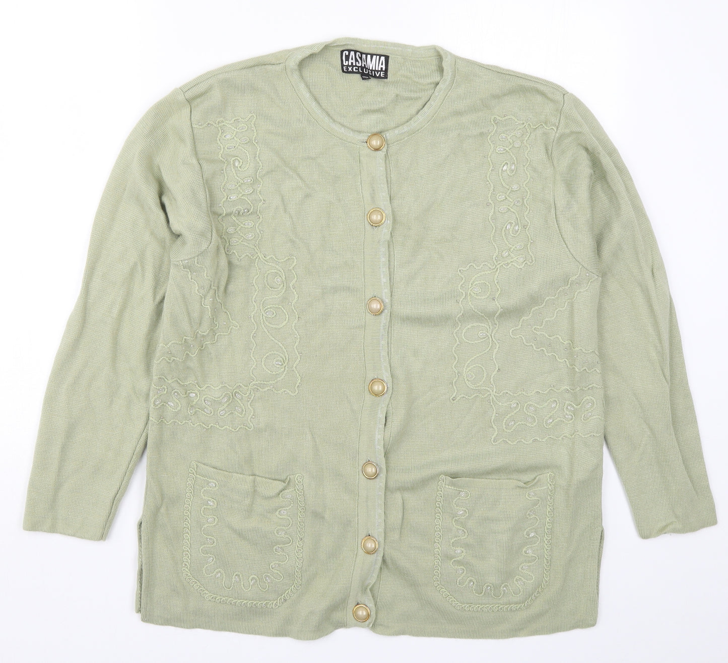 Casamia Womens Green  Knit Cardigan Jumper One Size