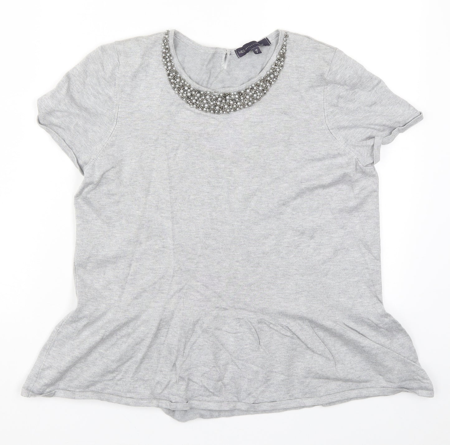 Marks and Spencer Womens Grey   Basic T-Shirt Size 18