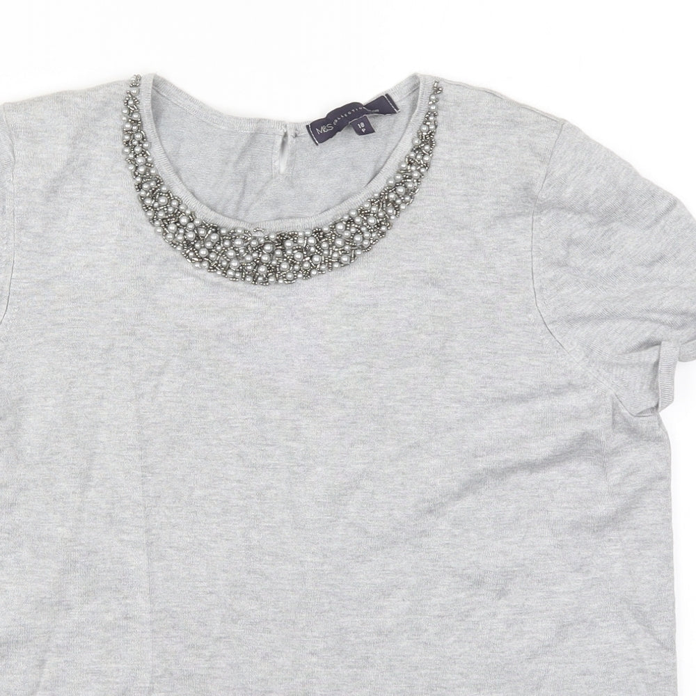 Marks and Spencer Womens Grey   Basic T-Shirt Size 18