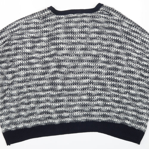 F&F Womens Blue Striped Knit Cardigan Jumper Size 12