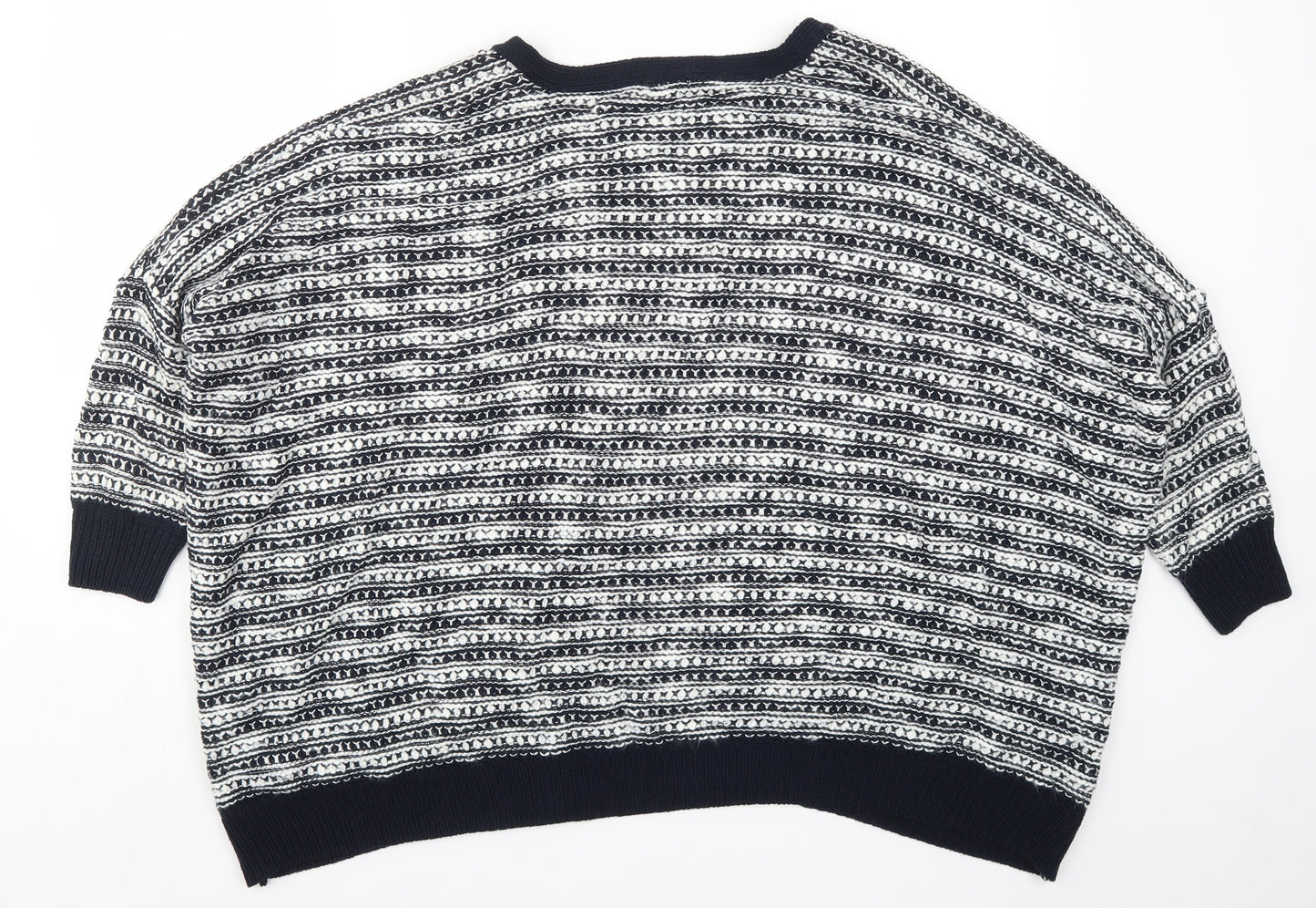 F&F Womens Blue Striped Knit Cardigan Jumper Size 12