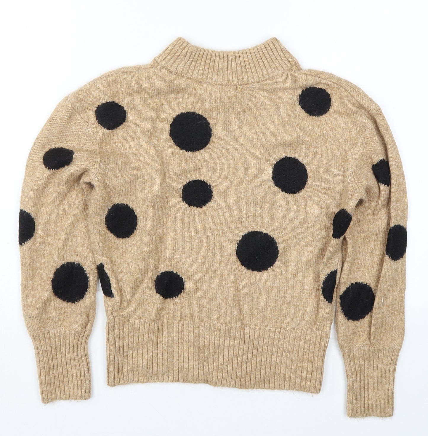 Marks and Spencer Womens Beige Polka Dot Knit Pullover Jumper Size XS