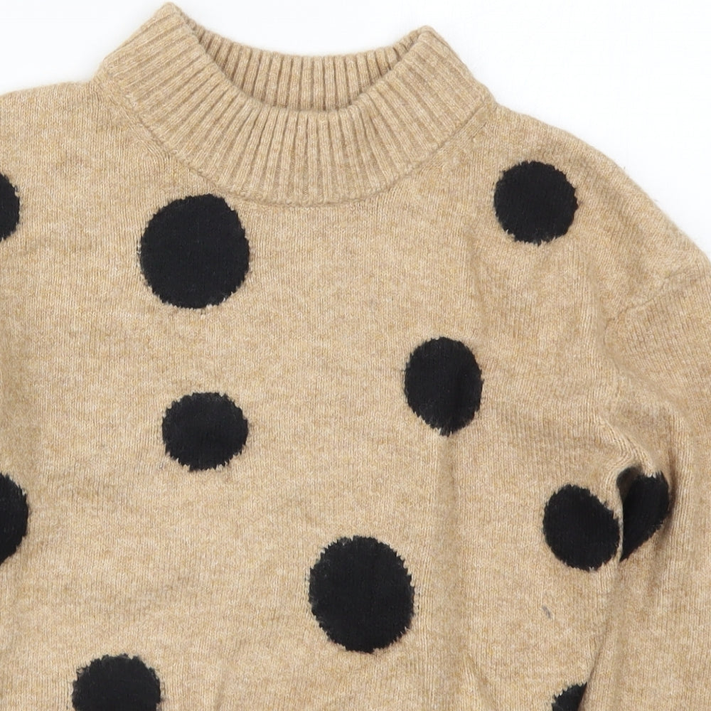 Marks and Spencer Womens Beige Polka Dot Knit Pullover Jumper Size XS