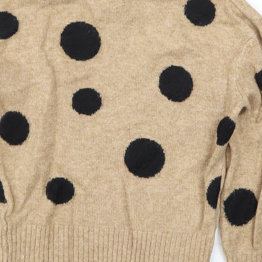 Marks and Spencer Womens Beige Polka Dot Knit Pullover Jumper Size XS