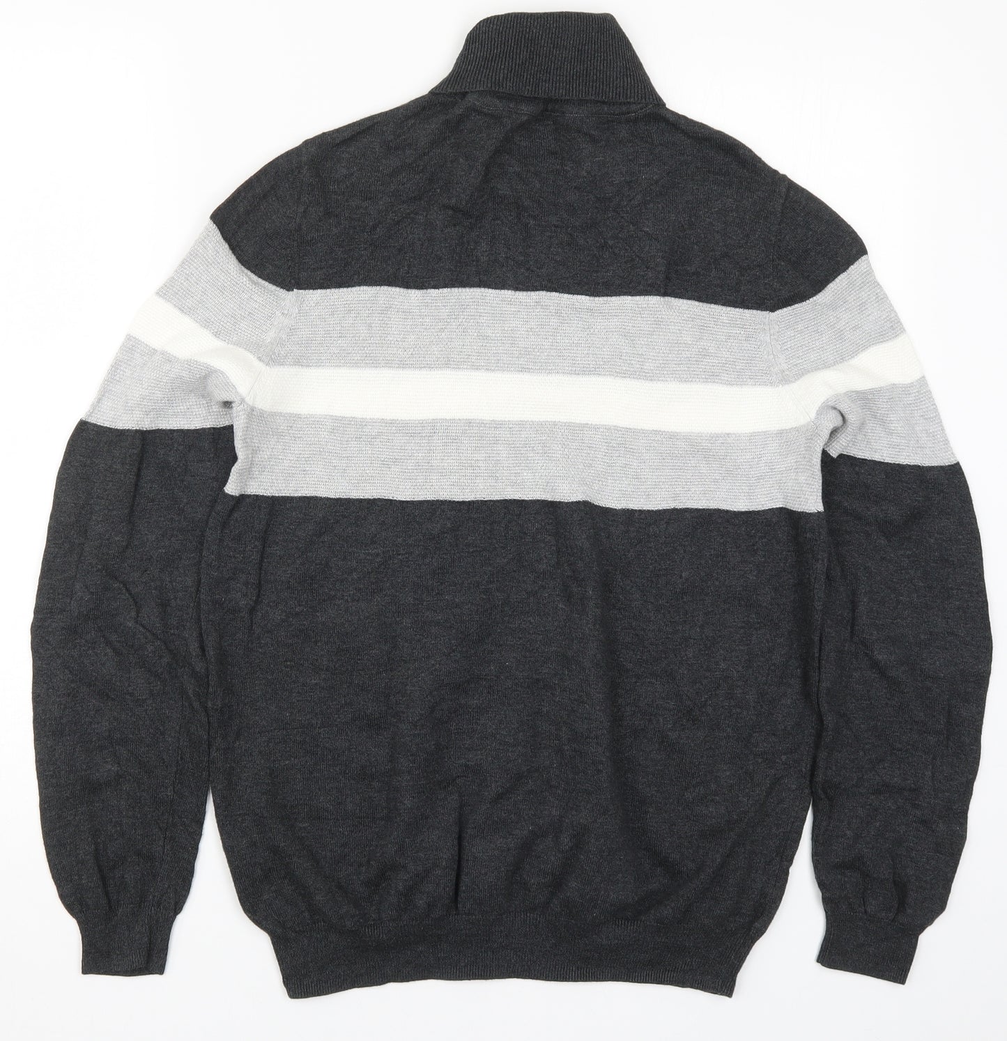 River Island Mens Grey Striped Knit Pullover Jumper Size M