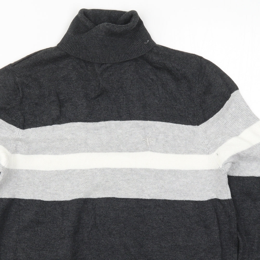 River Island Mens Grey Striped Knit Pullover Jumper Size M
