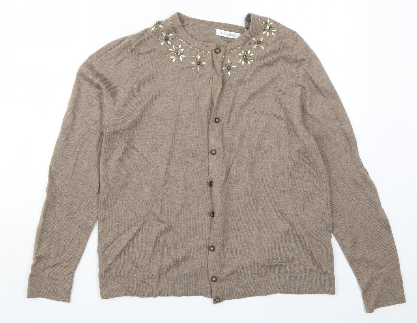 Marks and Spencer Womens Brown  Knit Cardigan Jumper Size 14