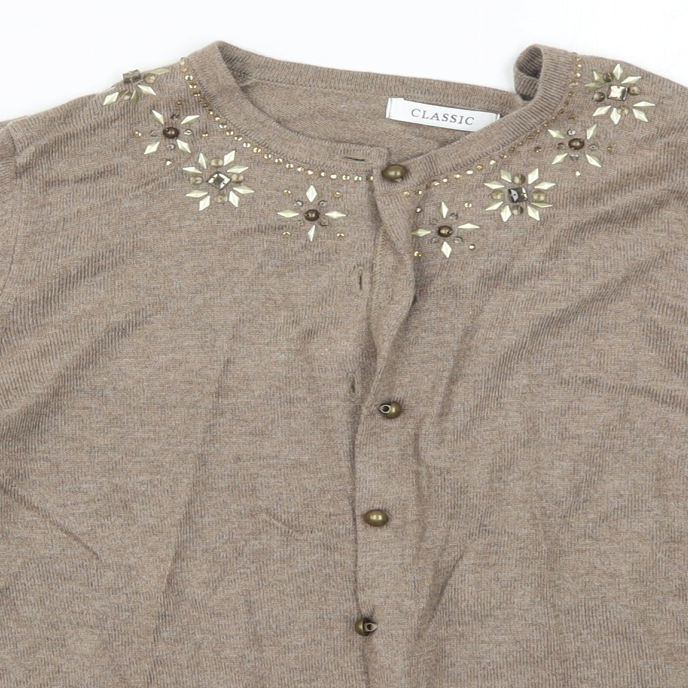 Marks and Spencer Womens Brown  Knit Cardigan Jumper Size 14