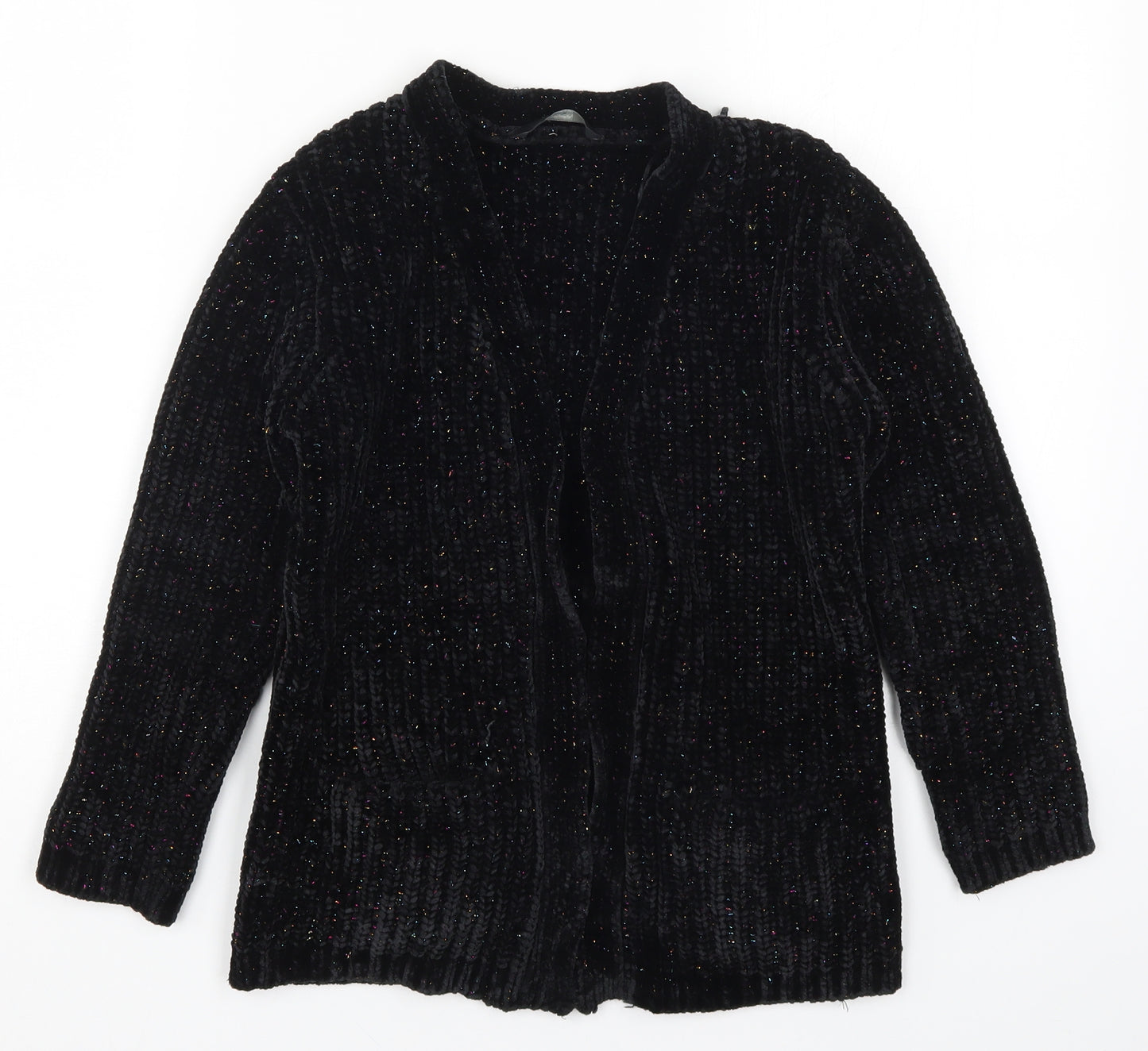 George Girls Black  Knit Cardigan Jumper Size 9-10 Years  - Multicoloured Glitter