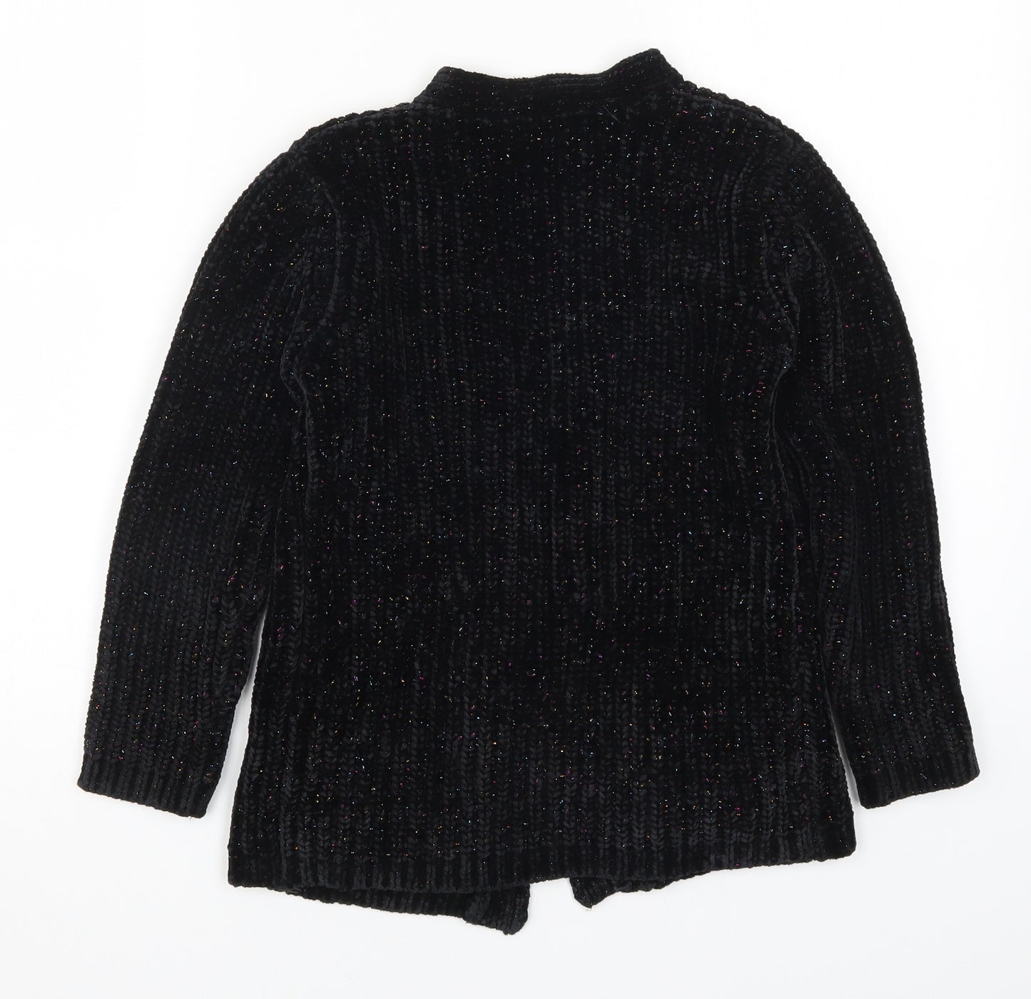 George Girls Black  Knit Cardigan Jumper Size 9-10 Years  - Multicoloured Glitter