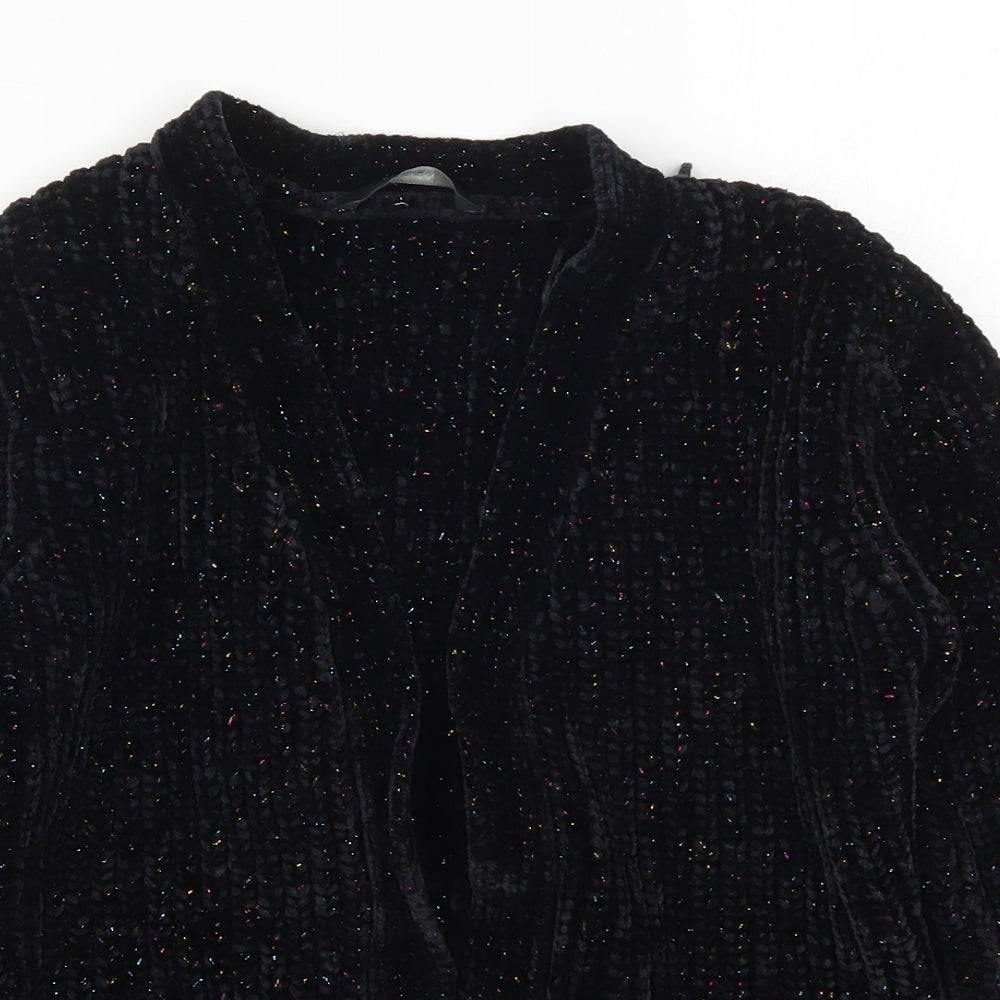 George Girls Black  Knit Cardigan Jumper Size 9-10 Years  - Multicoloured Glitter
