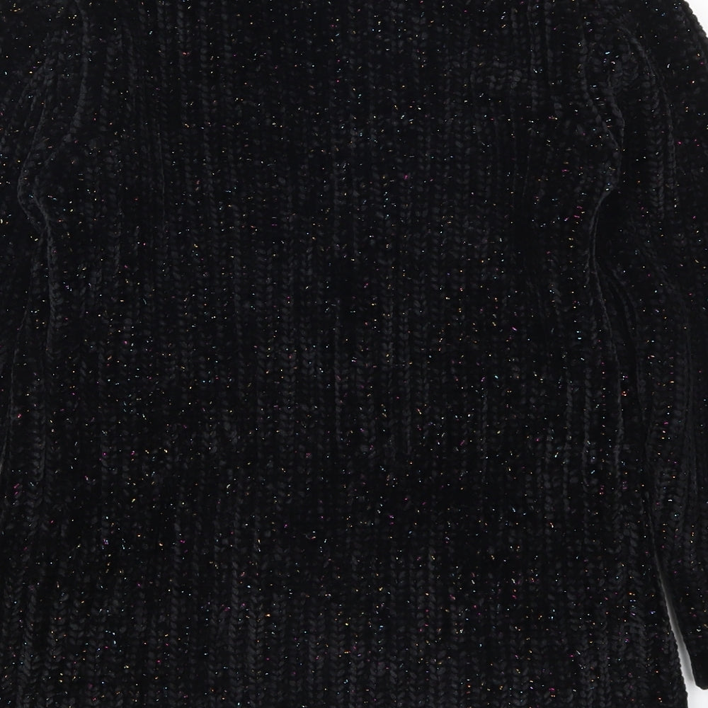 George Girls Black  Knit Cardigan Jumper Size 9-10 Years  - Multicoloured Glitter