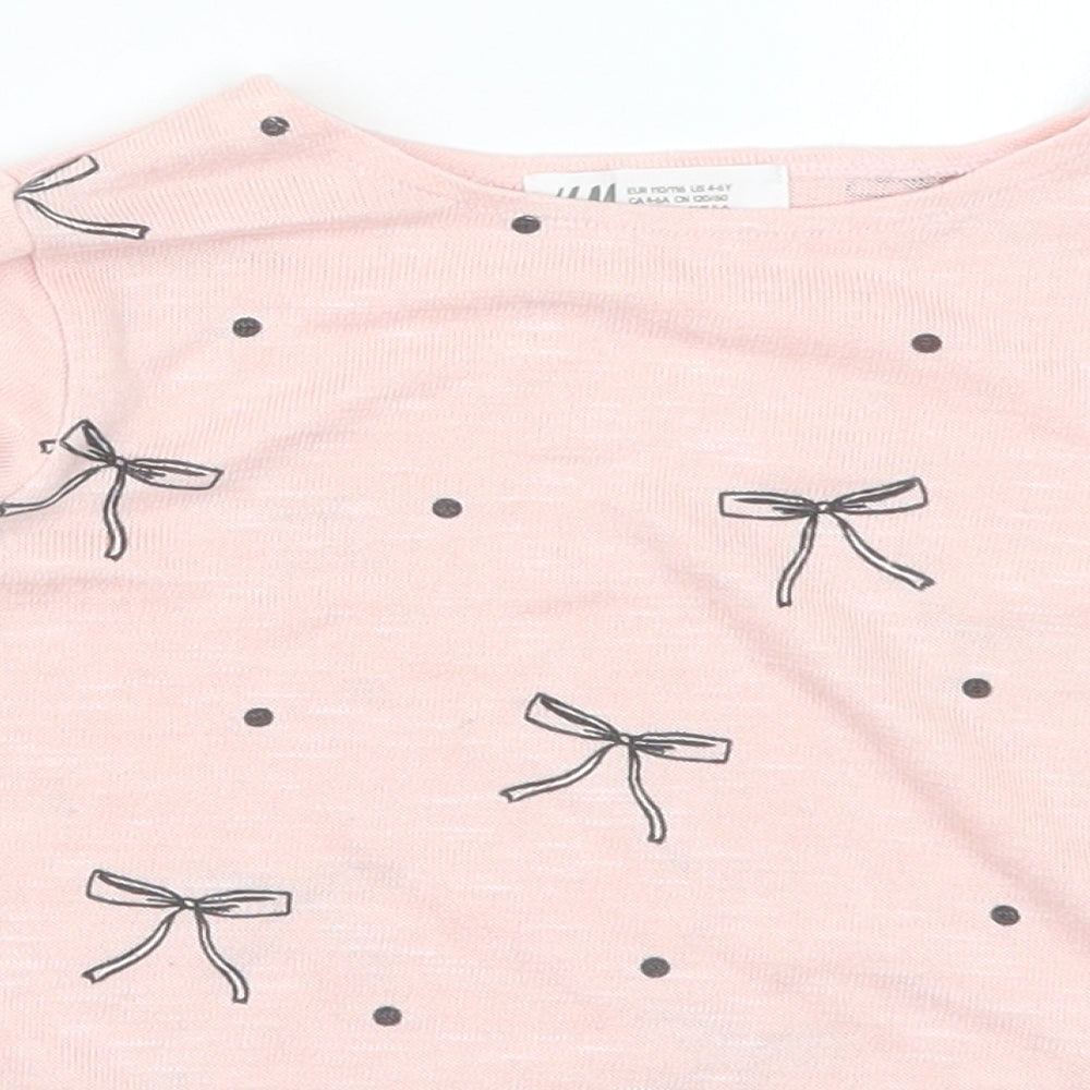 H&M Girls Pink   Basic T-Shirt Size 5-6 Years  - Bow Prints