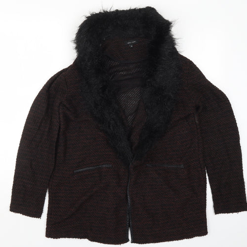 New Look Womens Brown  Knit Jacket Coatigan Size 16  - Burgundy