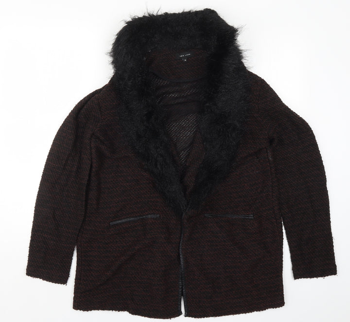 New Look Womens Brown  Knit Jacket Coatigan Size 16  - Burgundy