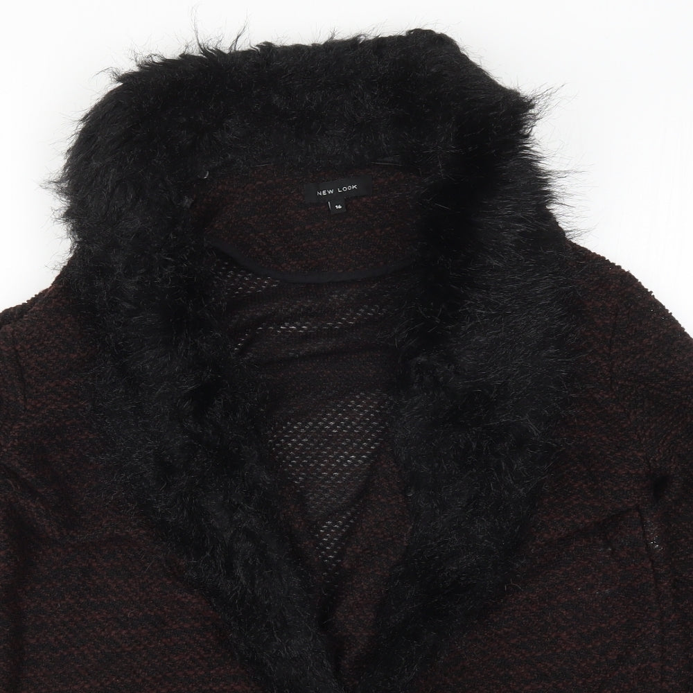 New Look Womens Brown  Knit Jacket Coatigan Size 16  - Burgundy
