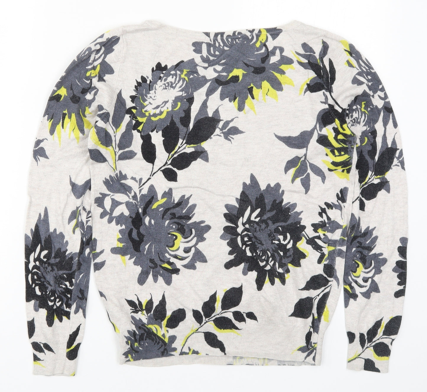 George Womens Grey Floral Knit Pullover Jumper Size 10  - Yellow