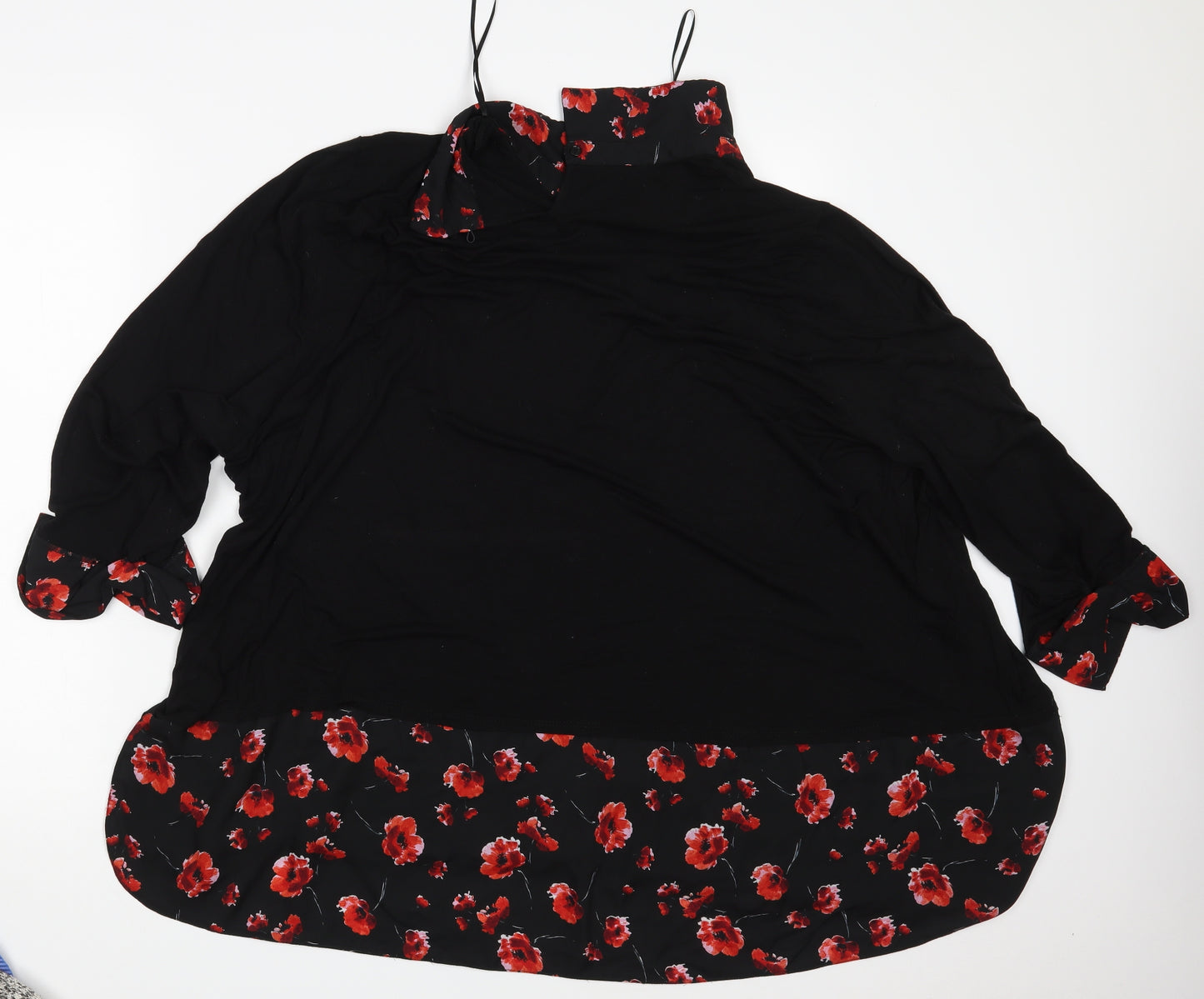 Arcadia Womens Black Floral  Basic Blouse Size 30