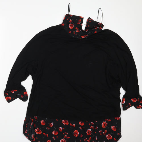 Arcadia Womens Black Floral  Basic Blouse Size 30