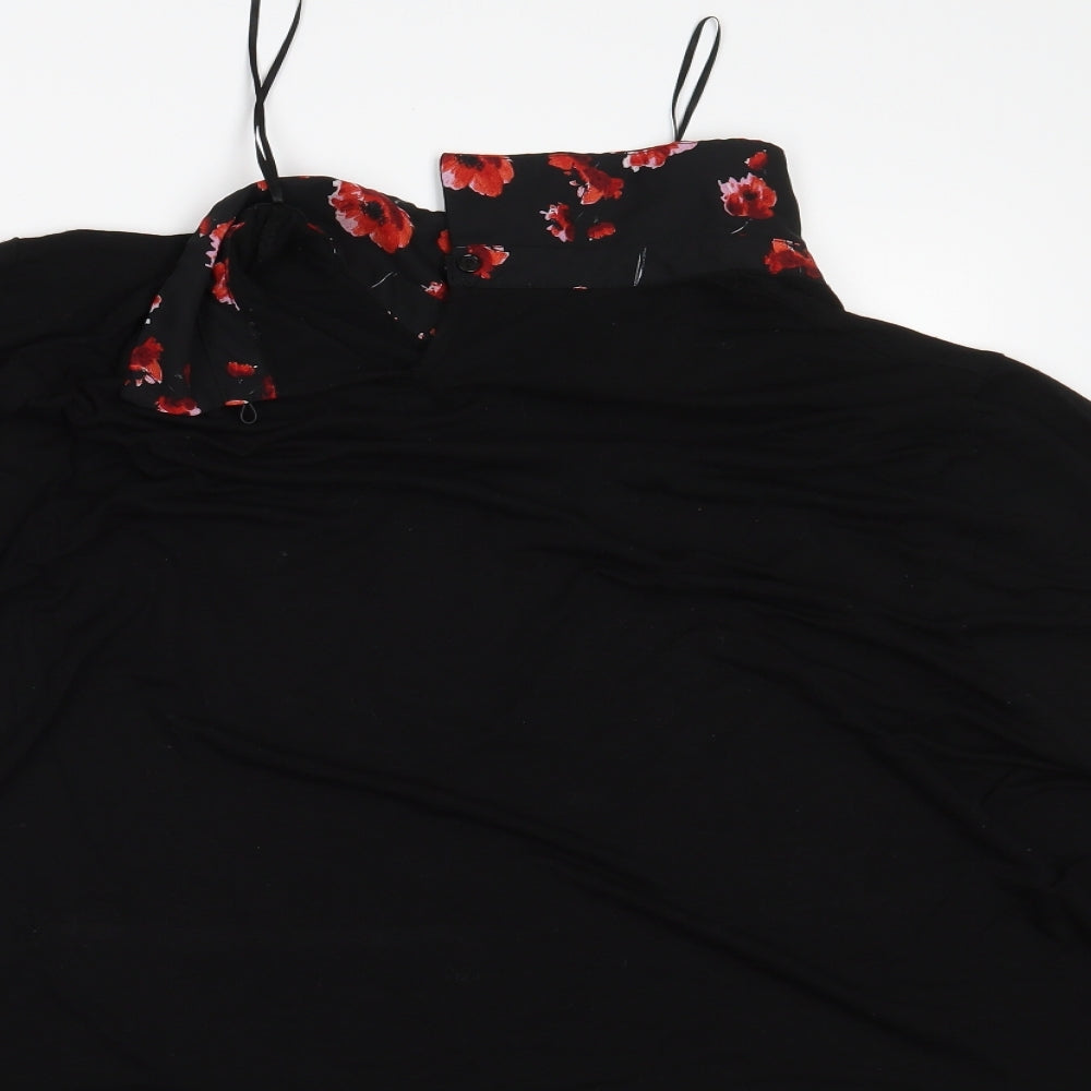 Arcadia Womens Black Floral  Basic Blouse Size 30
