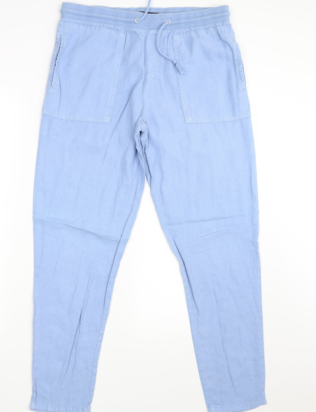M&S Womens Blue  Rayon Trousers  Size 12 L28 in