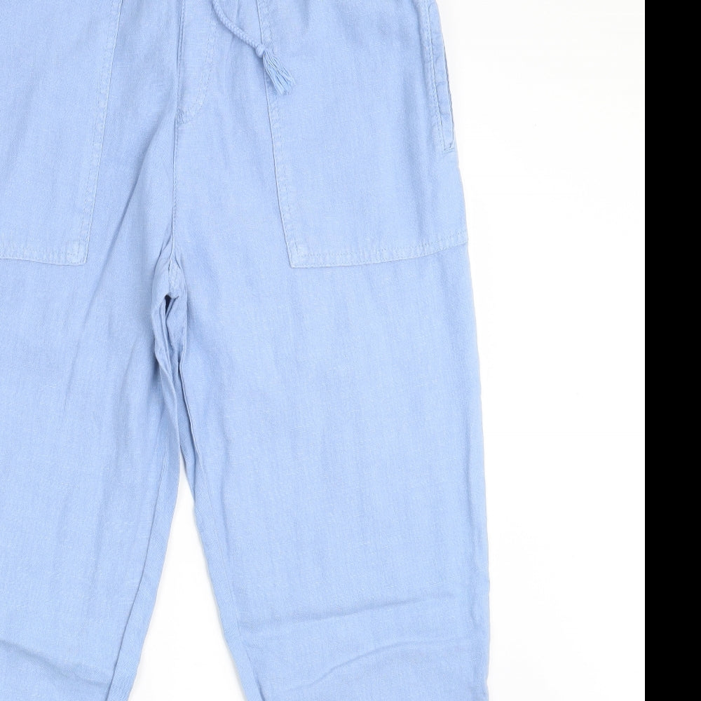 M&S Womens Blue  Rayon Trousers  Size 12 L28 in