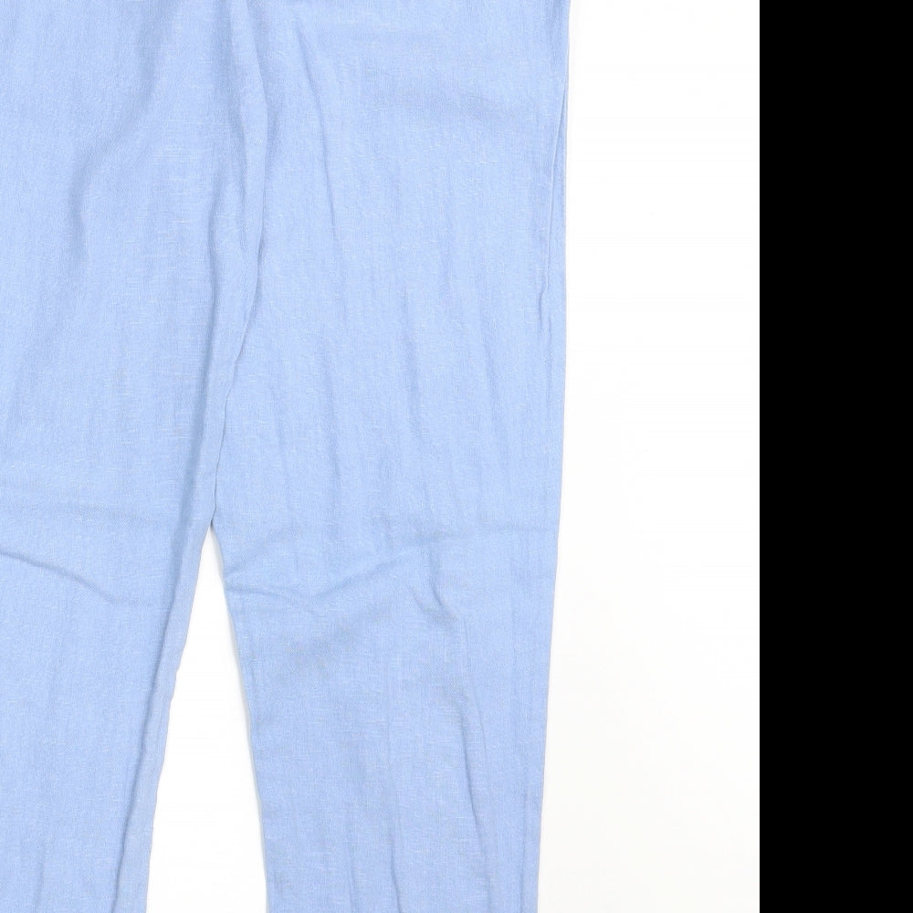 M&S Womens Blue  Rayon Trousers  Size 12 L28 in