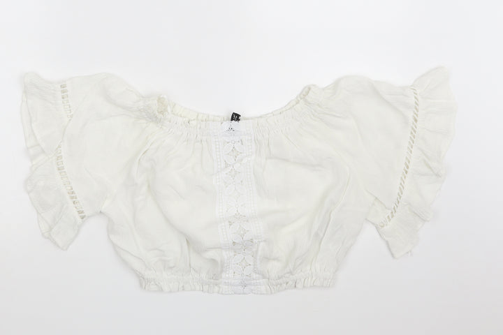 Divided Womens Ivory Basic Blouse Size 10