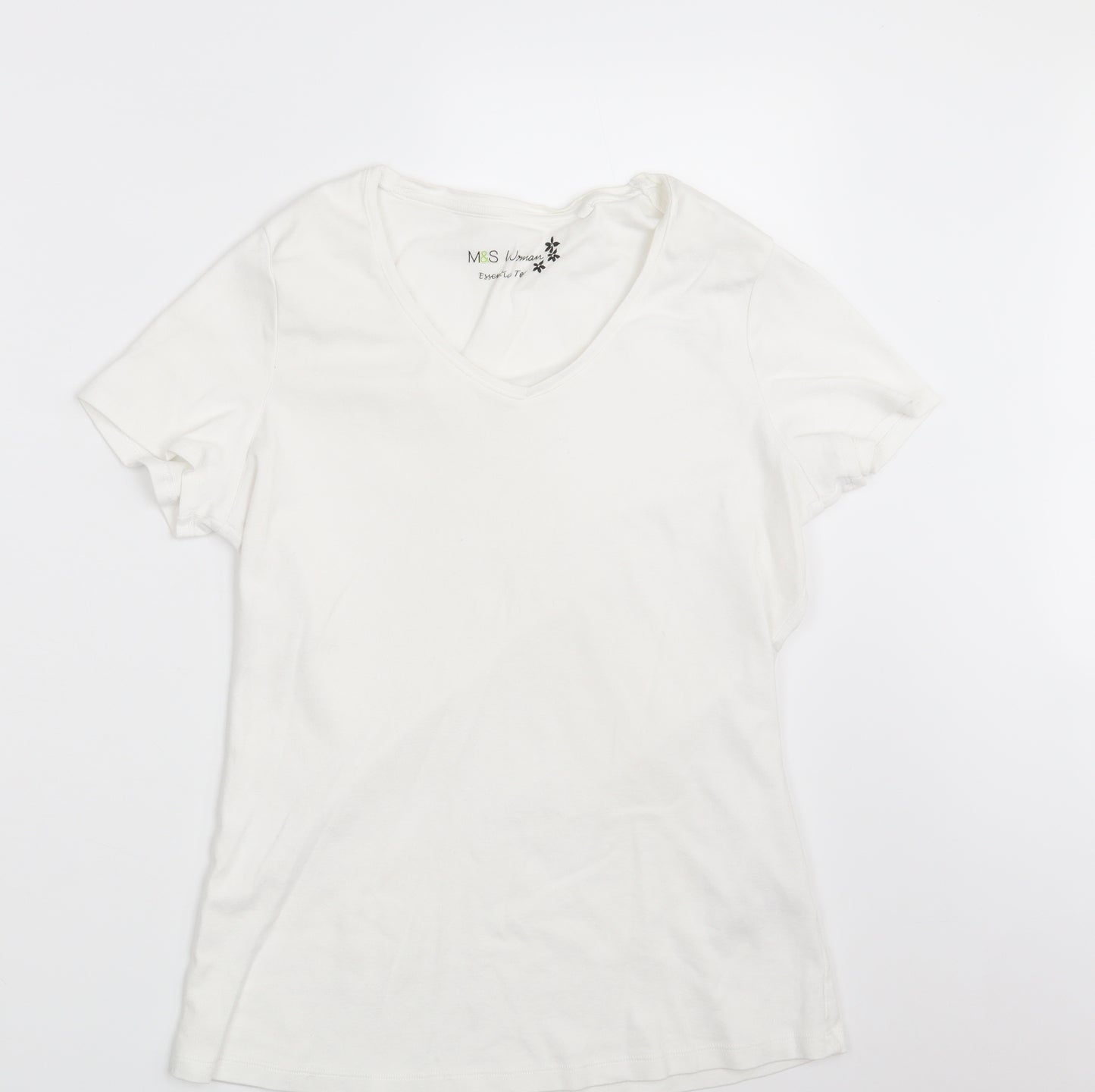 M&S Womens White   Basic T-Shirt Size 16