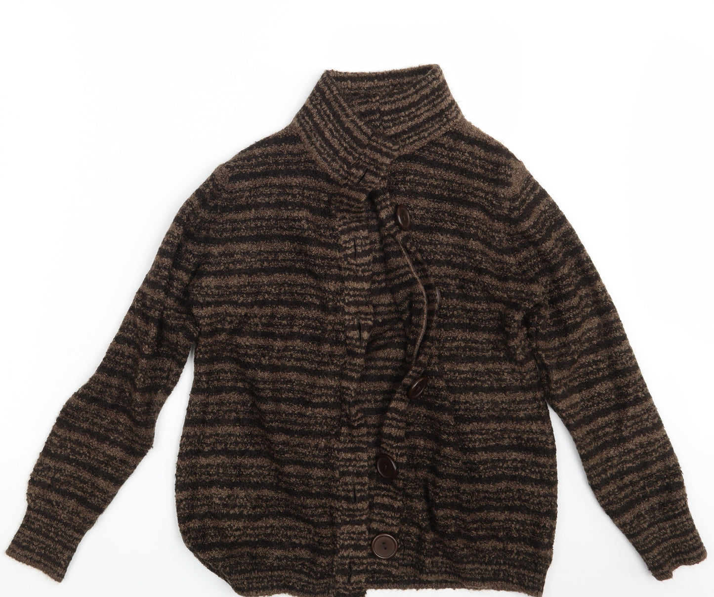 EWM Womens Brown Striped Knit Cardigan Jumper Size 18