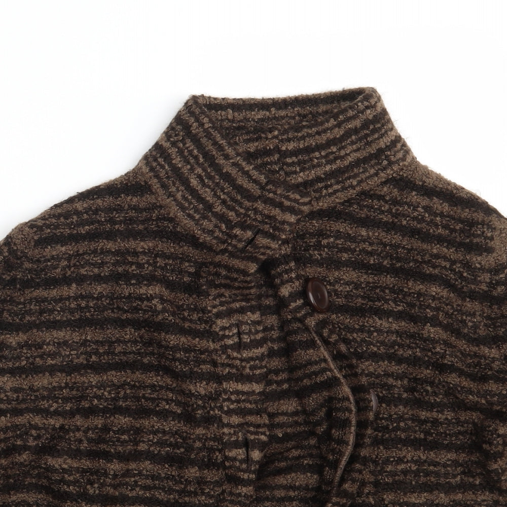 EWM Womens Brown Striped Knit Cardigan Jumper Size 18