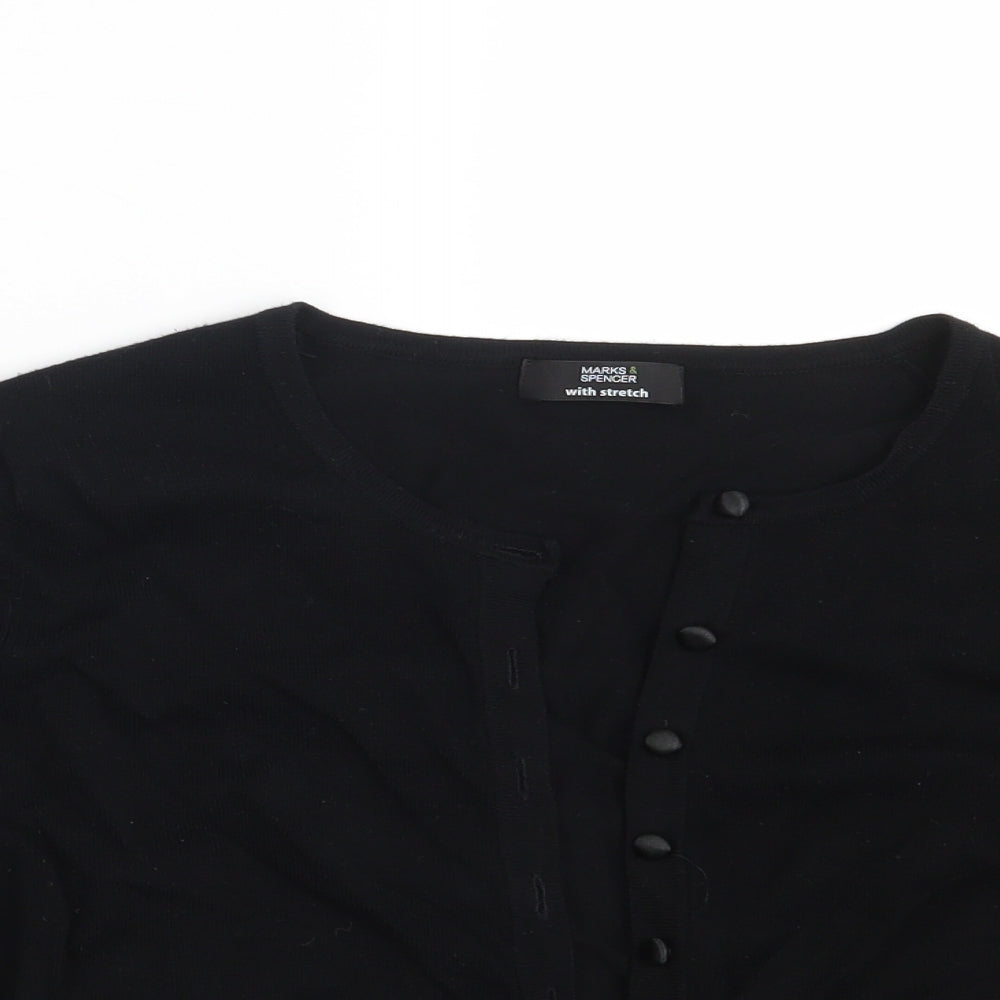 M&S Womens Black  Knit Cardigan Jumper Size 12