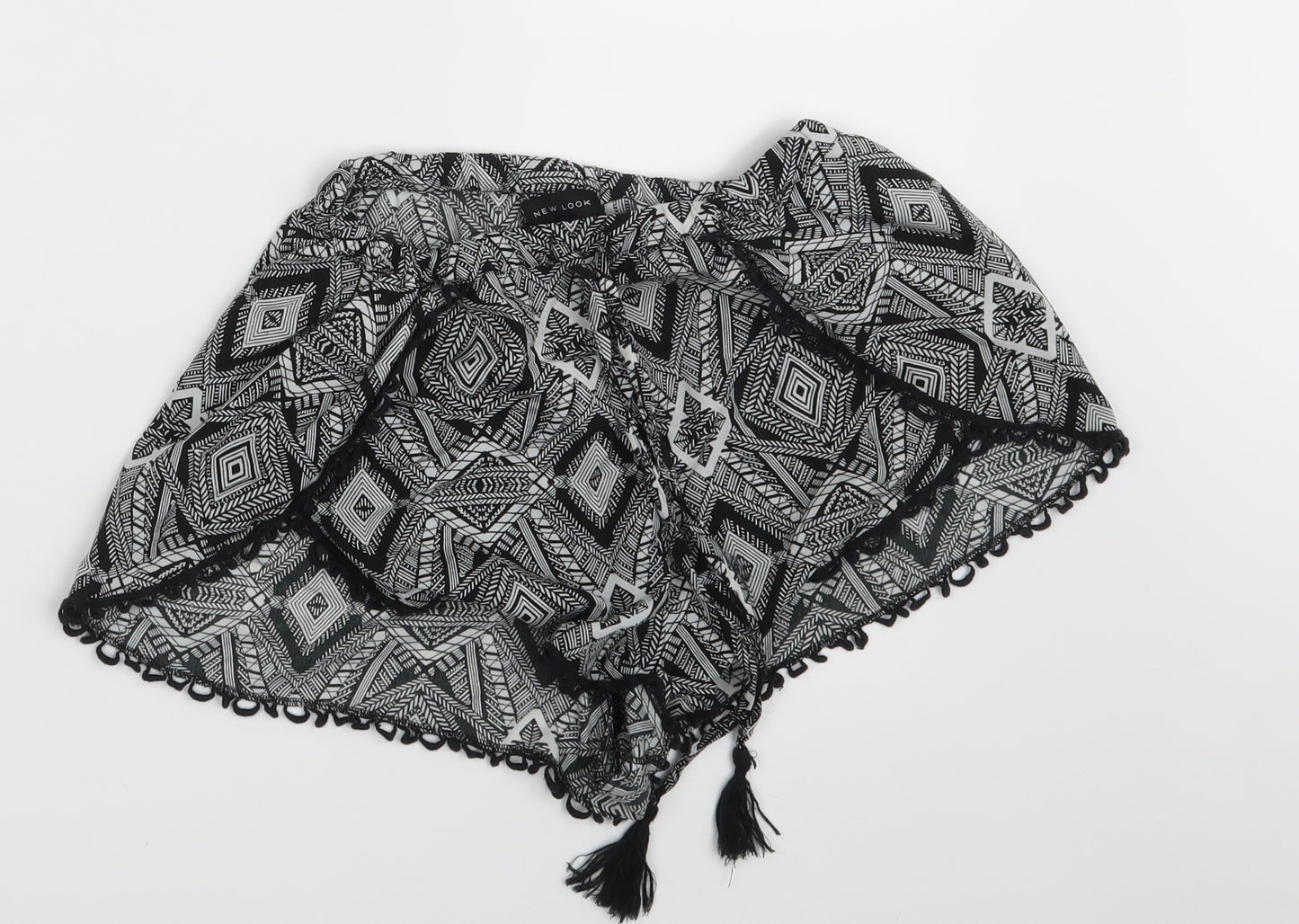 New Look Womens Black Argyle/Diamond  Hot Pants Shorts Size S
