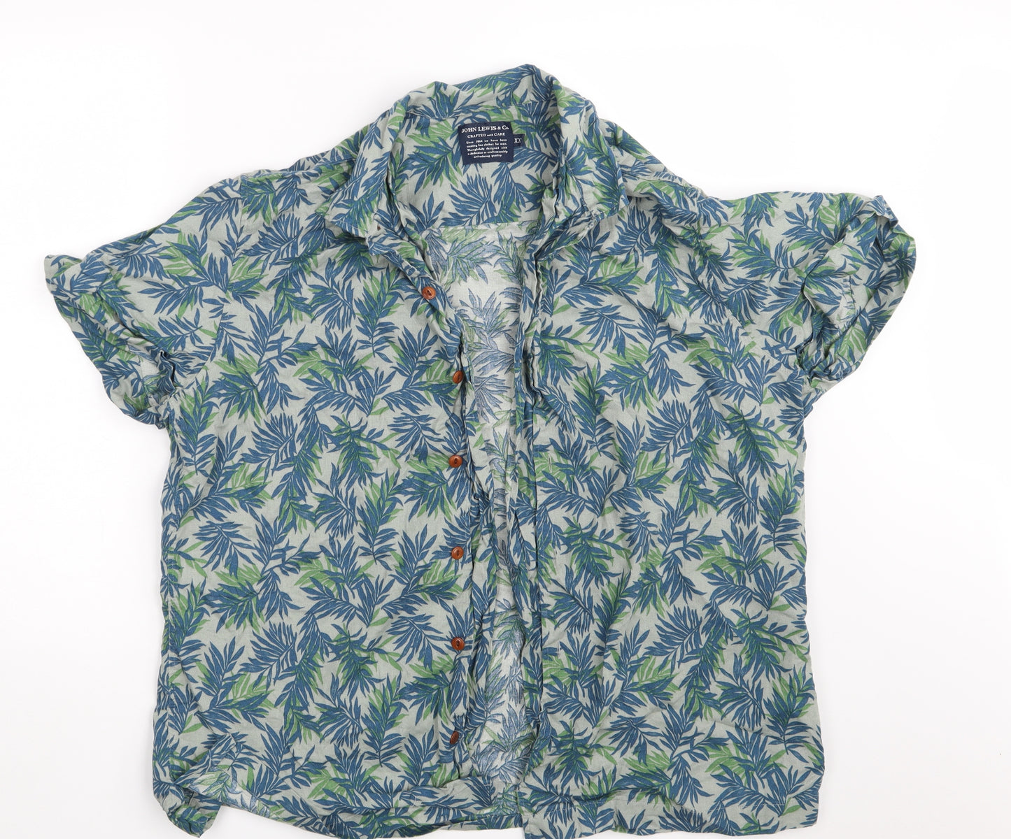 John Lewis & Co Mens Blue Paisley   Button-Up Size 2XL