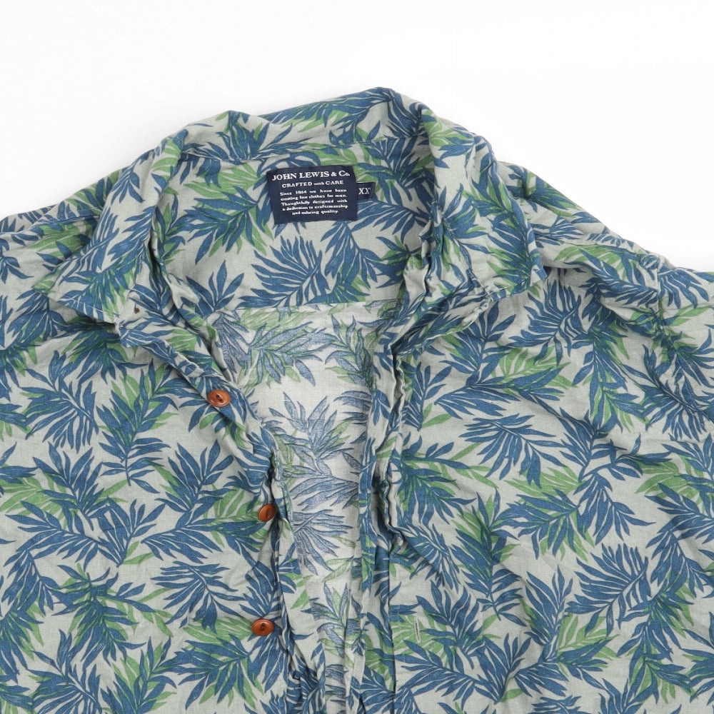 John Lewis & Co Mens Blue Paisley   Button-Up Size 2XL