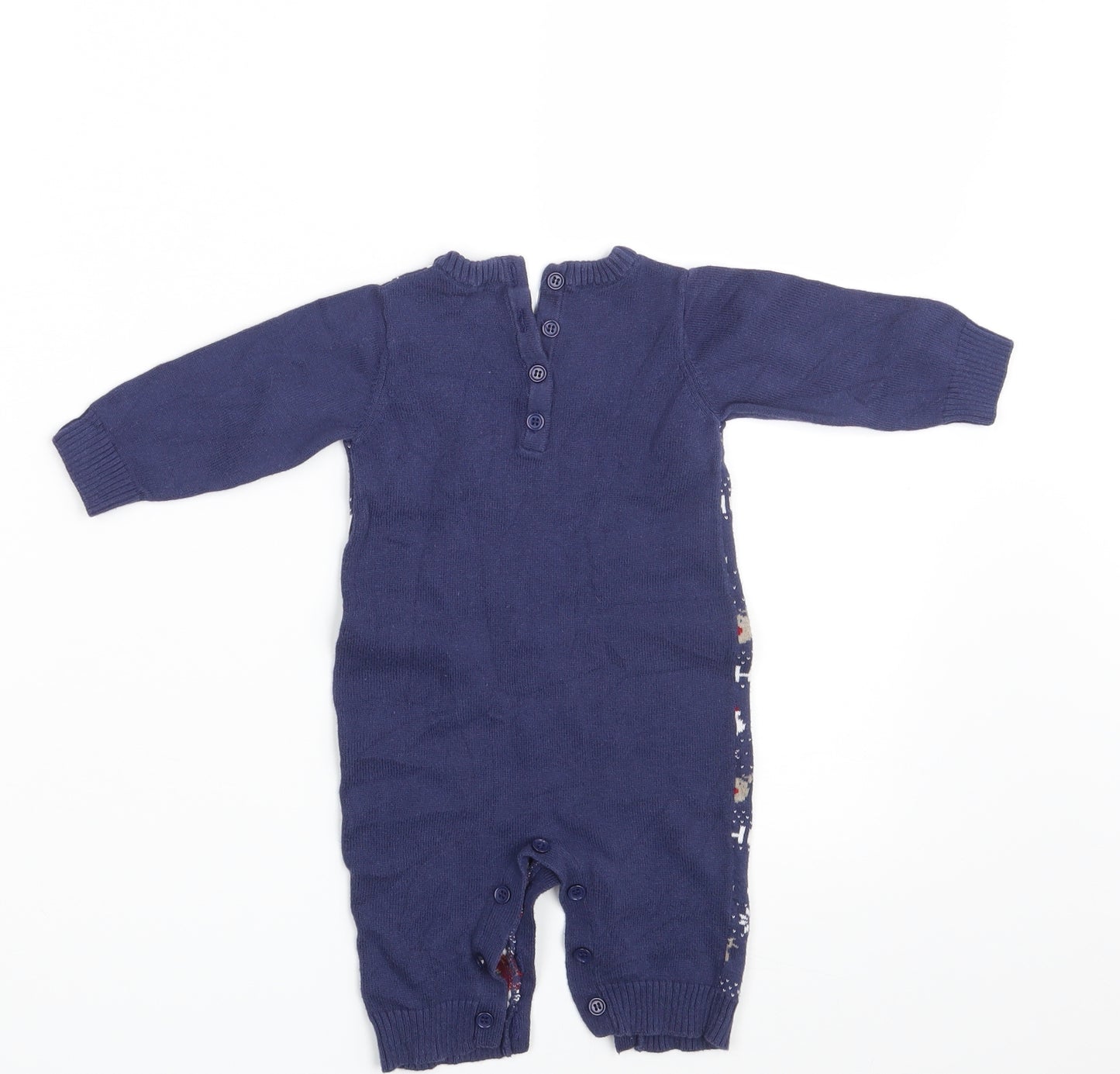 Matalan Baby Blue Fair Isle Knit Romper One-Piece Size 0-3 Months  - Seasonal Christmas Festive Holiday