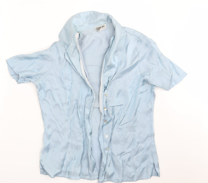 Robbie Bee Womens Blue  Rayon Basic Button-Up Size XL