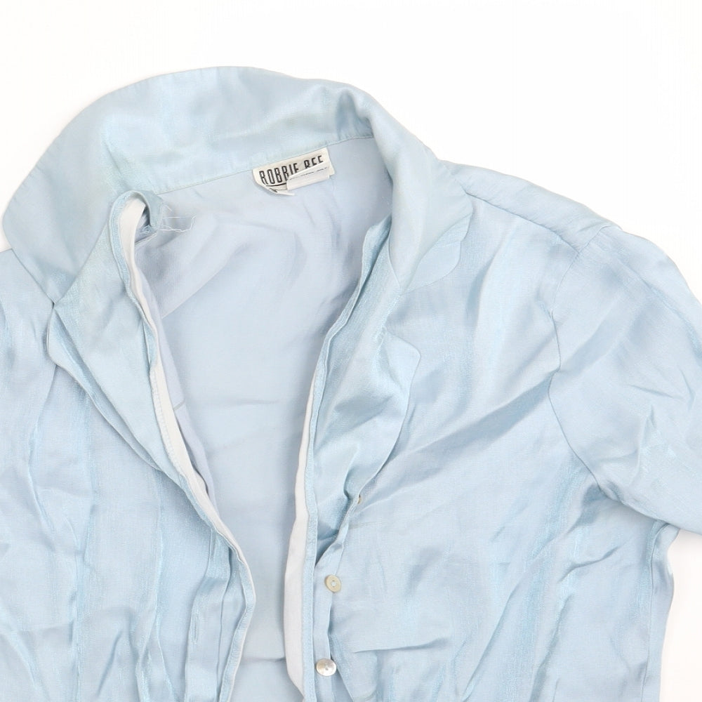 Robbie Bee Womens Blue  Rayon Basic Button-Up Size XL
