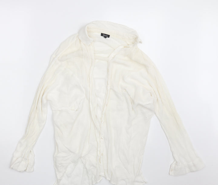 Akasa Womens Ivory Basic Button-Up Size 10