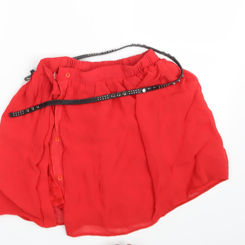River Island Womens Red   Mini Skirt Size 8  - Belted