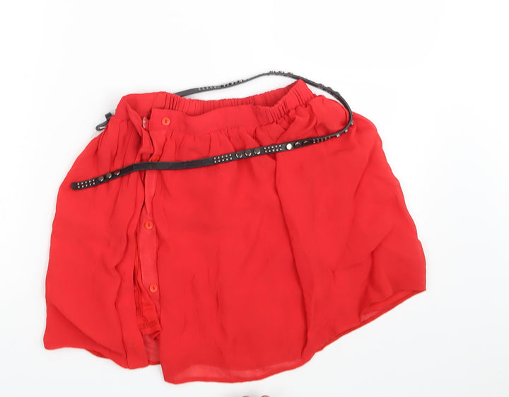 River Island Womens Red   Mini Skirt Size 8  - Belted