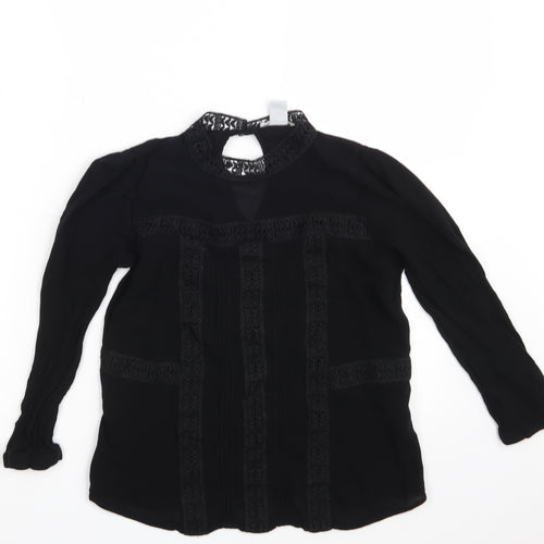 H&M Womens Black Floral  Basic Blouse Size 8