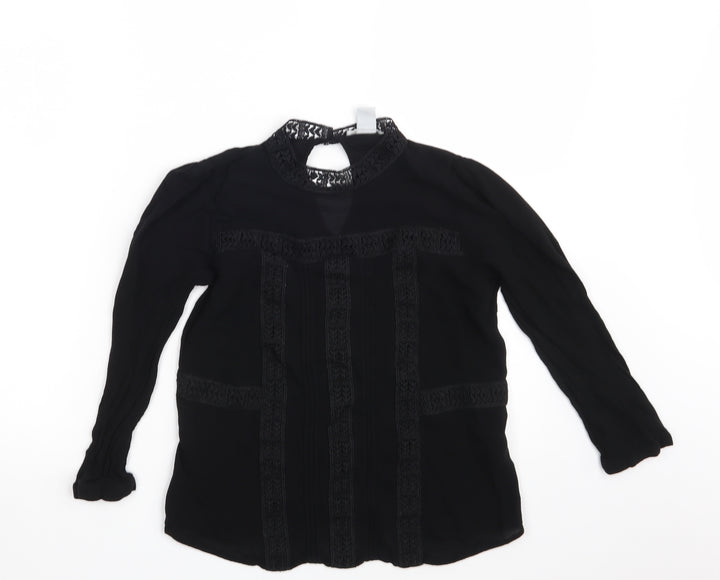 H&M Womens Black Floral Basic Blouse Size 8