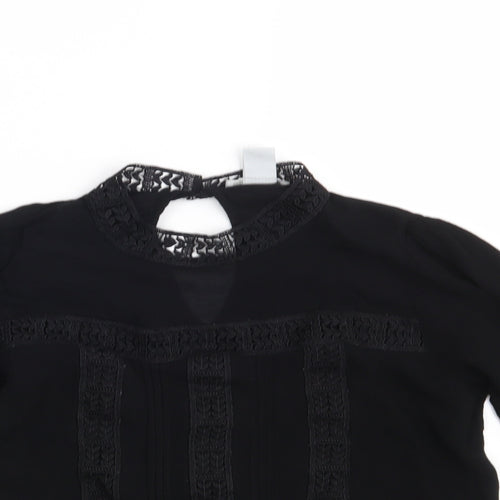 H&M Womens Black Floral  Basic Blouse Size 8