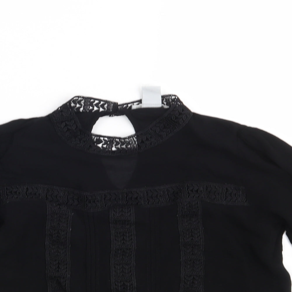 H&M Womens Black Floral  Basic Blouse Size 8