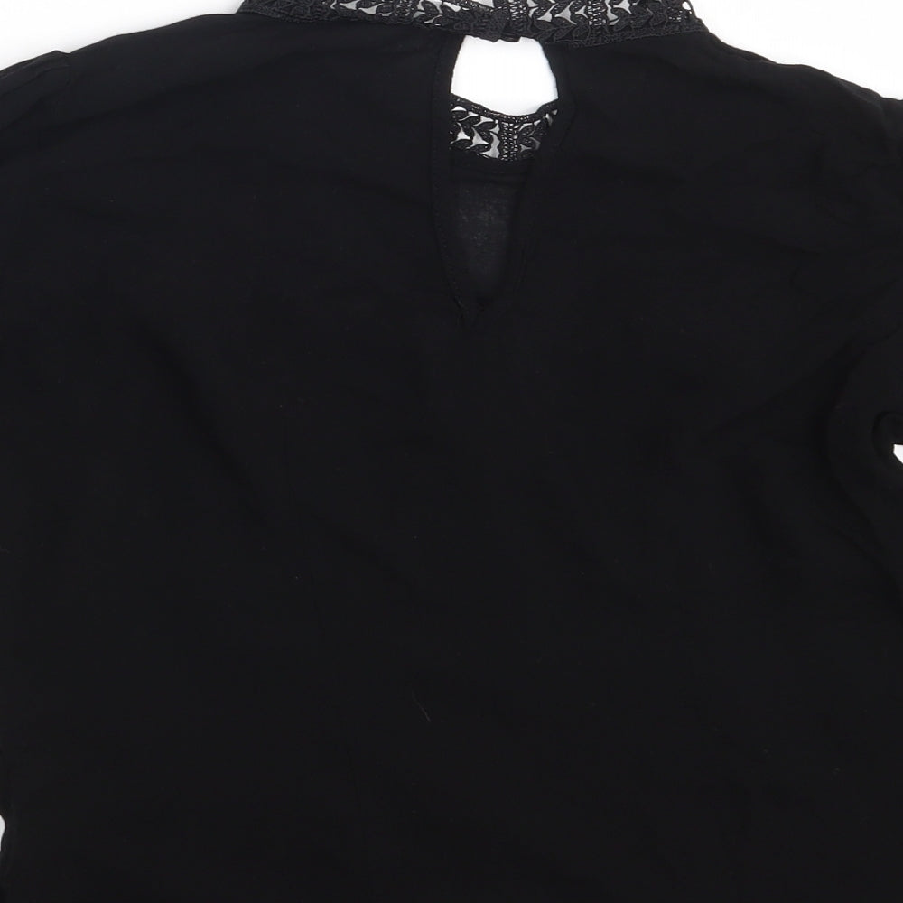 H&M Womens Black Floral  Basic Blouse Size 8